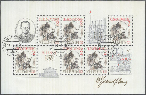 Tjeckoslovakien - M BL  62 Wladimir Lenin 115 år - Politiker, Block stpl