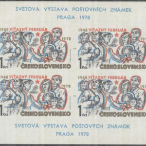 Tjeckoslovakien – M 2423 x B (BL 34 B) Februariupproret & National Front 30 år, block **