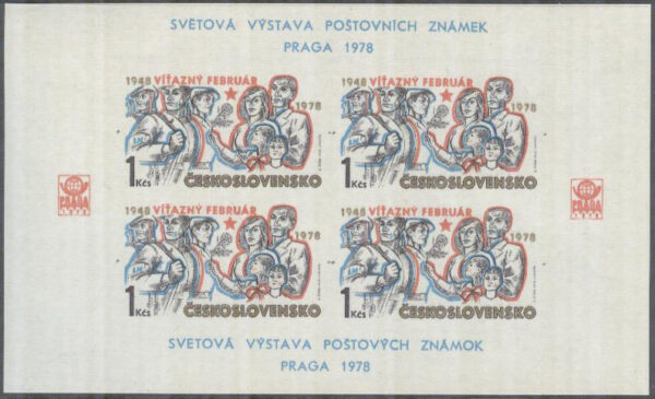 Tjeckoslovakien - M 2423 x B (BL 34 B) Februariupproret & National Front 30 år, block **
