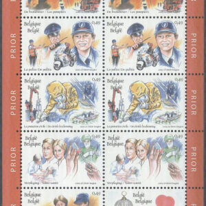 Belgien – M 3199-3204 Samhällstjänster bla Polis & Post, Miniark kpl **