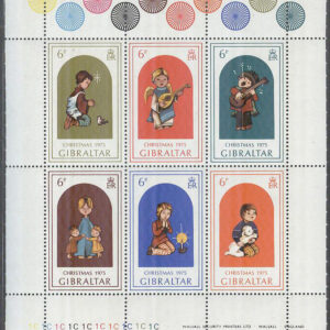 Gibraltar – M  328-333 Jul 1975 – Barn, Miniark kpl Tryckplatta nummer 1 C **