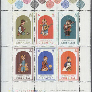 Gibraltar – M  328-333 Jul 1975 – Barn, Miniark kpl Tryckplatta nummer 1 D **