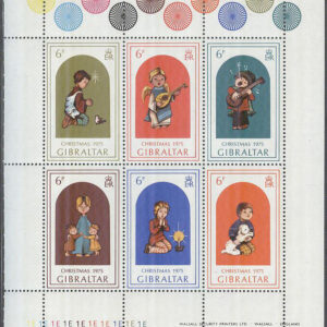 Gibraltar – M  328-333 Jul 1975 – Barn, Miniark kpl Tryckplatta nummer 1 E **