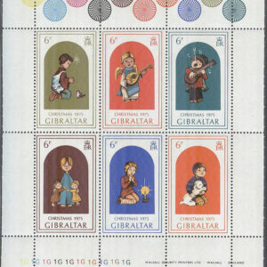 Gibraltar – M  328-333 Jul 1975 – Barn, Miniark kpl Tryckplatta nummer 1 G **