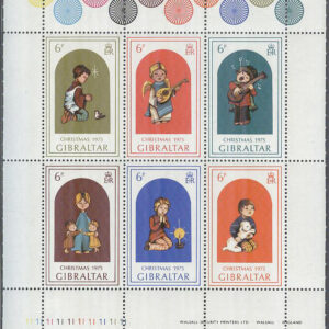 Gibraltar – M  328-333 Jul 1975 – Barn, Miniark kpl Tryckplatta nummer 1 I **