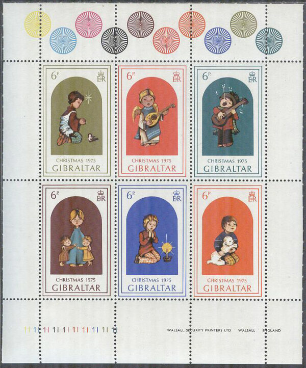 Gibraltar - M  328-333 Jul 1975 - Barn, Miniark kpl Tryckplatta nummer 1 I **
