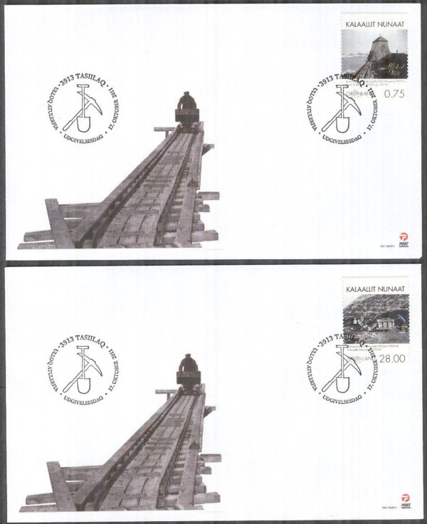 Grönland - FDC 2011-10-17 - Gruvdrift på Grönland II bla Kolgruva, 2 kpl Vinjett 1