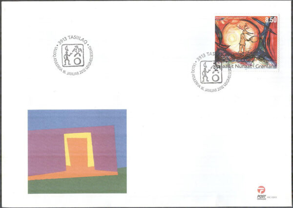 Grönland - FDC 2012-01-16 - Samtida konst VI - Fantasifigurer, 3 kpl Vinjett 1