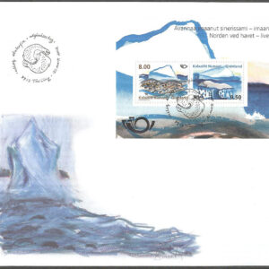 Grönland – FDC 2012-03-21 – Livet vid kusten – Isberg & Valstjärt, Block Vinjett 1