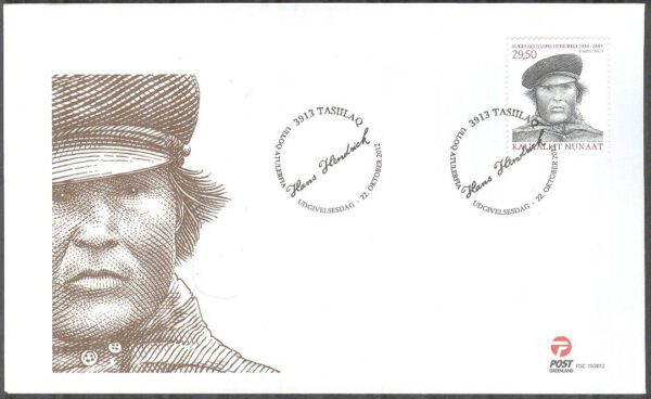 Grönland - FDC 2012-10-22 - Expeditioner X - Hans Hendrik, 1 kpl Vinjett 1