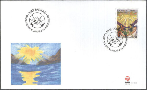 Grönland - FDC 2013-01-14 - Bättre barnliv på Grönland - MIBB, 1 kpl Vinjett 1