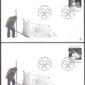 Grönland – FDC 2013-01-14 – Gruvdrift på Grönland IV bla Marmorgruva, 2 kpl Vinjett 1
