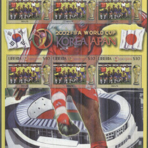 Liberia – M 4576 VM i Fotboll i Sydkorea & Japan 2002 – Brasilien, Miniark kpl **