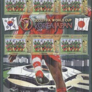Liberia – M 4577 VM i Fotboll i Sydkorea & Japan 2002 – Kamerun, Miniark kpl **