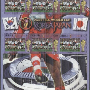 Liberia – M 4583 VM i Fotboll i Sydkorea & Japan 2002 – England, Miniark kpl **