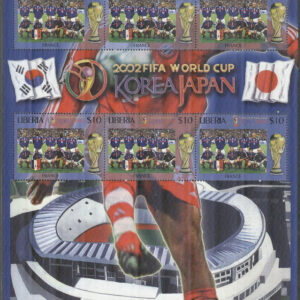 Liberia – M 4584 VM i Fotboll i Sydkorea & Japan 2002 – Frankrike, Miniark kpl **