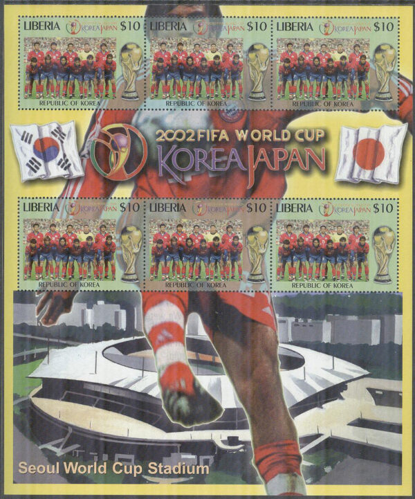 Liberia - M 4588 VM i Fotboll i Sydkorea & Japan 2002 - Sydkorea, Miniark kpl **