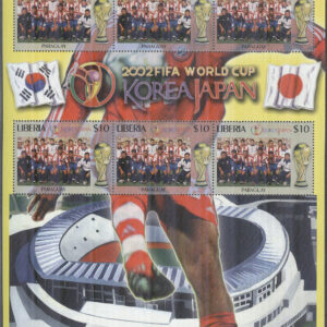 Liberia – M 4591 VM i Fotboll i Sydkorea & Japan 2002 – Paraguay, Miniark kpl **
