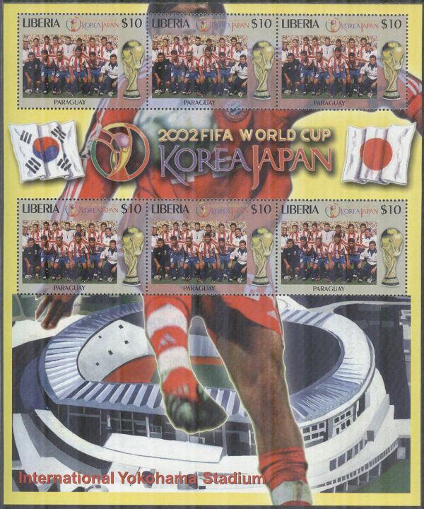 Liberia - M 4591 VM i Fotboll i Sydkorea & Japan 2002 - Paraguay, Miniark kpl **