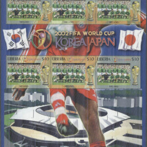 Liberia – M 4594 VM i Fotboll i Sydkorea & Japan 2002 – Irland, Miniark kpl **