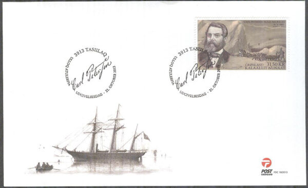 Grönland - FDC 2013-10-21 - Expeditioner XI - Carl Petersen, 1 kpl Vinjett 1