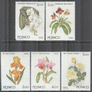 Monaco – M 1947-1951 Blommor bla Orkidéer – Blomsterutställning, 5 kpl ** kh