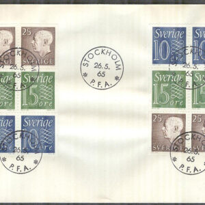 Sverige – FDC 1965-05-26 – HA 14 2 x 6-Block kpl, Stämp 23 mm