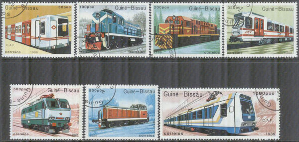 Guinea-Bissau - M 1033-1039 Järnväg - Lok bla Skoda 55-E, 7 kpl stpl