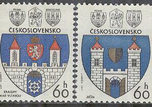 Tjeckoslovakien – M 2360-2363 Stadsvapen VI bl.a. Prag, 4 kpl **