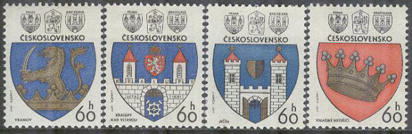 Tjeckoslovakien - M 2360-2363 Stadsvapen VI bl.a. Prag, 4 kpl **