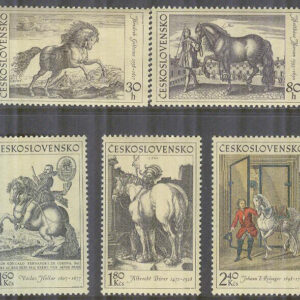 Tjeckoslovakien – M 1870-1874 Hästar i konsten, 5 kpl **
