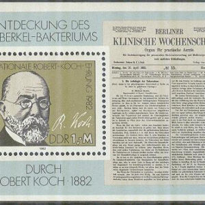 DDR – M BL  67 Upptäkten av Tuberkulosbakterien av R Koch 100 år, Block **