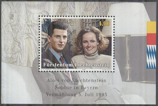 Liechtenstein - M BL  15 Bröllop Prins Alois & Sophie, Block **