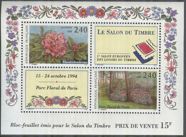 Frankrike - M BL  13 Blommor - Rhododendron - Utställ SALON DU TIMBRE, Block **