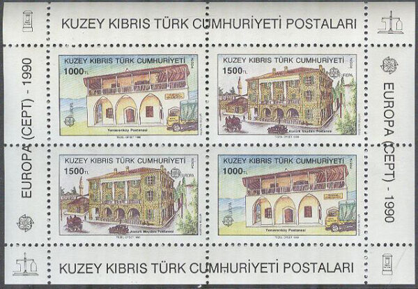 Turk. Cypern - M BL   8 Europa CEPT 1990 Postbyggnader, Block **