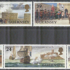 Guernsey – M  612-616 Belägring av Slottet Cornet 350 år – Fartyg, 2 + 3-strip kpl **
