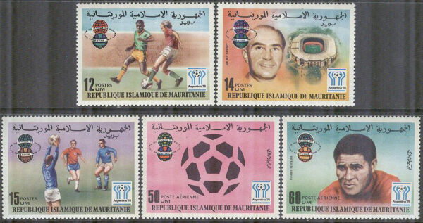 Mauretanien - M  584-589 A VM i Fotboll i Argentina 1978 I, 5 kpl **
