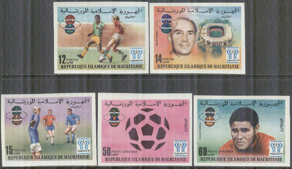 Mauretanien - M  584-589 B VM i Fotboll i Argentina 1978 I, 5 kpl **
