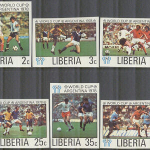 Liberia – M 1061-1067 B VM i Fotboll i Argentina 1978, 6 kpl **