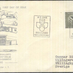 Finland – FDC 1965-02-06 – Kommunal självstyrelse 100 år, 1 kpl Vinjett 2 Adressat
