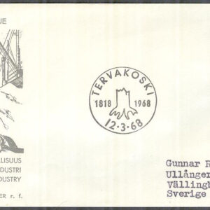 Finland – FDC 1968-03-12 – Pappersindustrin, 1 kpl Vinjett 2 Adressat