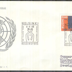 Finland – FDC 1968-04-06 – WHO 20 år, 1 kpl Vinjett 2 Adressat