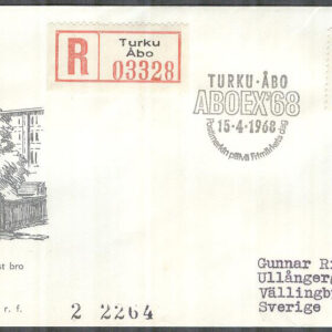 Finland – FDC 1968-04-15 – Tavastbron i Tammerfors, 1 kpl Vinjett 3 REK + Adressat