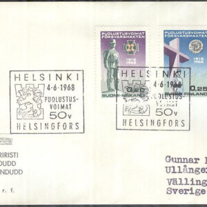 Finland – FDC 1968-06-04 – Försvarsmakten 50 år, 3 kpl Vinjett 4 Adressat