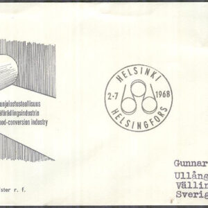 Finland – FDC 1968-07-02 – Träförädlingsindustrin, 1 kpl Vinjett 2 Adressat