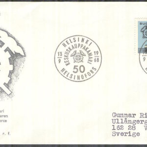 Finland – FDC 1968-09-13 – Centralhandelskammaren 50 år, 1 kpl Vinjett 2 Adressat