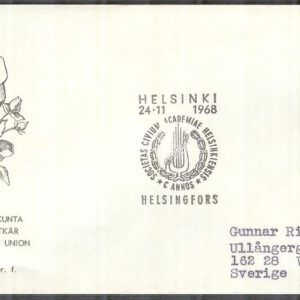 Finland – FDC 1968-11-24 – Studentkårerna, 1 kpl Vinjett 3 Adressat