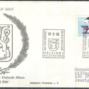 Finland – FDC 1969-09-19 – Finlands Mässa 50 år, 1 kpl Vinjett 3 Adressat