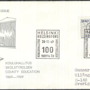 Finland – FDC 1969-11-24 – Skolstyrelsen 100 år, 1 kpl Vinjett 3 Adressat