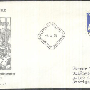 Finland – FDC 1970-03-09 – Textilindustrin, 1 kpl Vinjett 3 Adressat